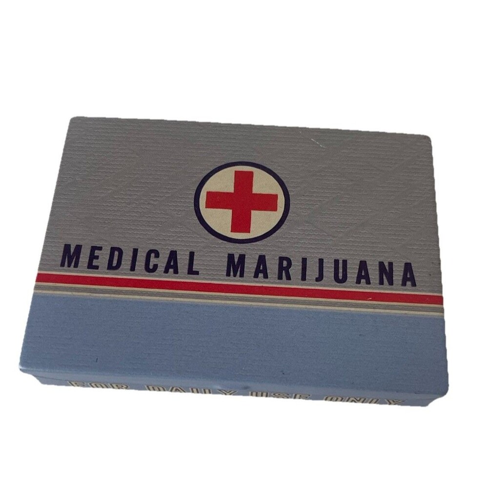 Blue Q  Metal Hinge Box Stash Box Smoke Holder
